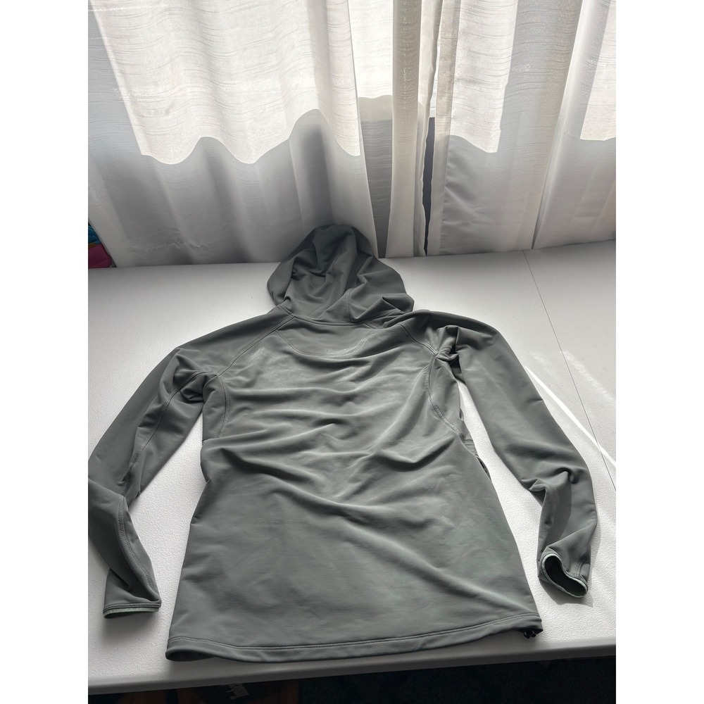 Backcountry Mens Small Gray Quarter Zip Technical Hoodie Grid Fleece Scuba Hood - Picture 5 of 6